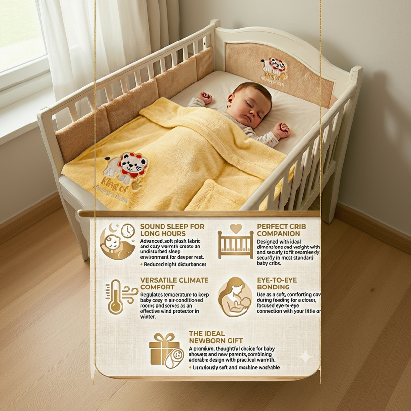 BRANDONN Newborn Baby Blanket & Swaddle Wrapper Gift Pack – Lion Design (0–12 Months, 1 Pc)