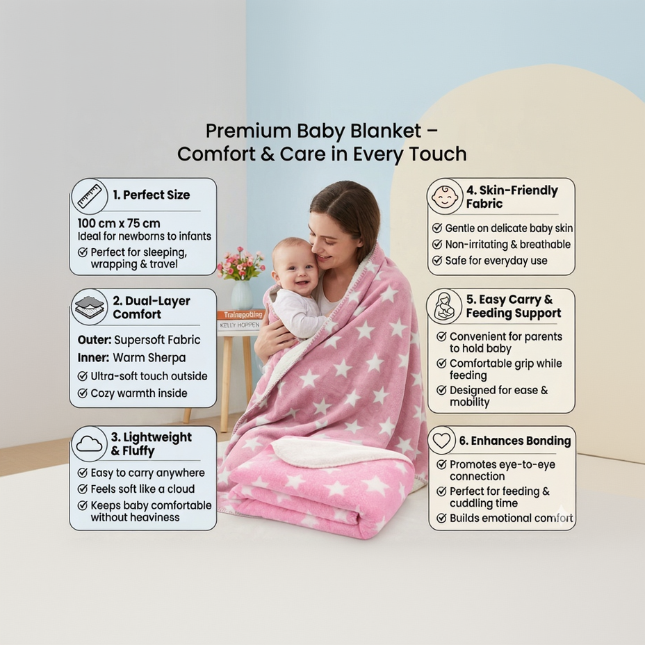 BRANDONN Newborn Baby Swaddle Blanket Gift Pack – Star Print Crib Wrapper (0–12 Months, 1 Pc)