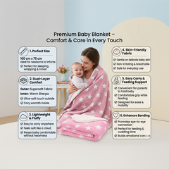 BRANDONN Newborn Baby Swaddle Blanket Gift Pack – Star Print Crib Wrapper (0–12 Months, 1 Pc)