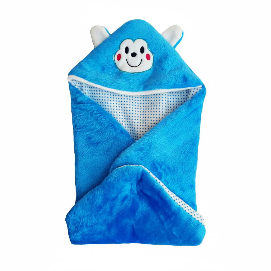 BRANDONN Newborn Combo of Shearing Velvet and Fleece Hooded Baby Blanket (Pack of 2, Beige)