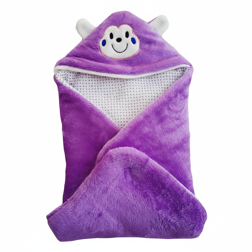 BRANDONN Newborn Combo of Shearing Velvet and Fleece Hooded Baby Blanket (Pack of 2, Beige)