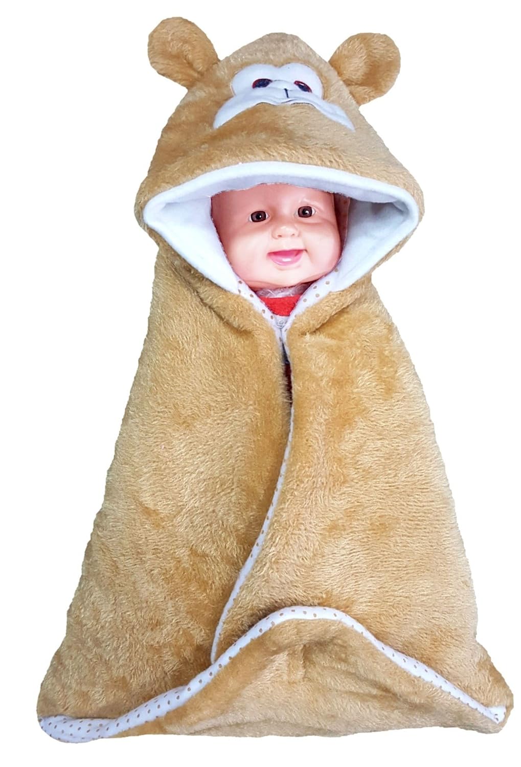 BRANDONN Newborn Furry Hooded Baby Blanket & Glacier Baby Wrapper Combo (Pack of 2)