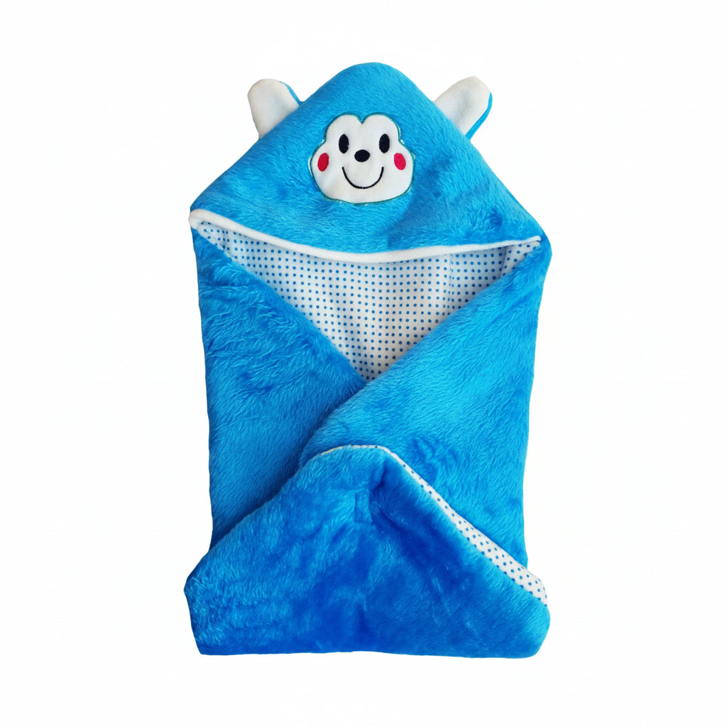 BRANDONN Newborn Furry Hooded Baby Blanket & Glacier Baby Wrapper Combo (Pack of 2)
