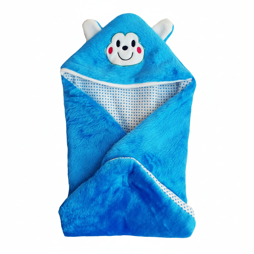 BRANDONN Newborn Furry Hooded Baby Blanket & Glacier Baby Wrapper Combo (Pack of 2)