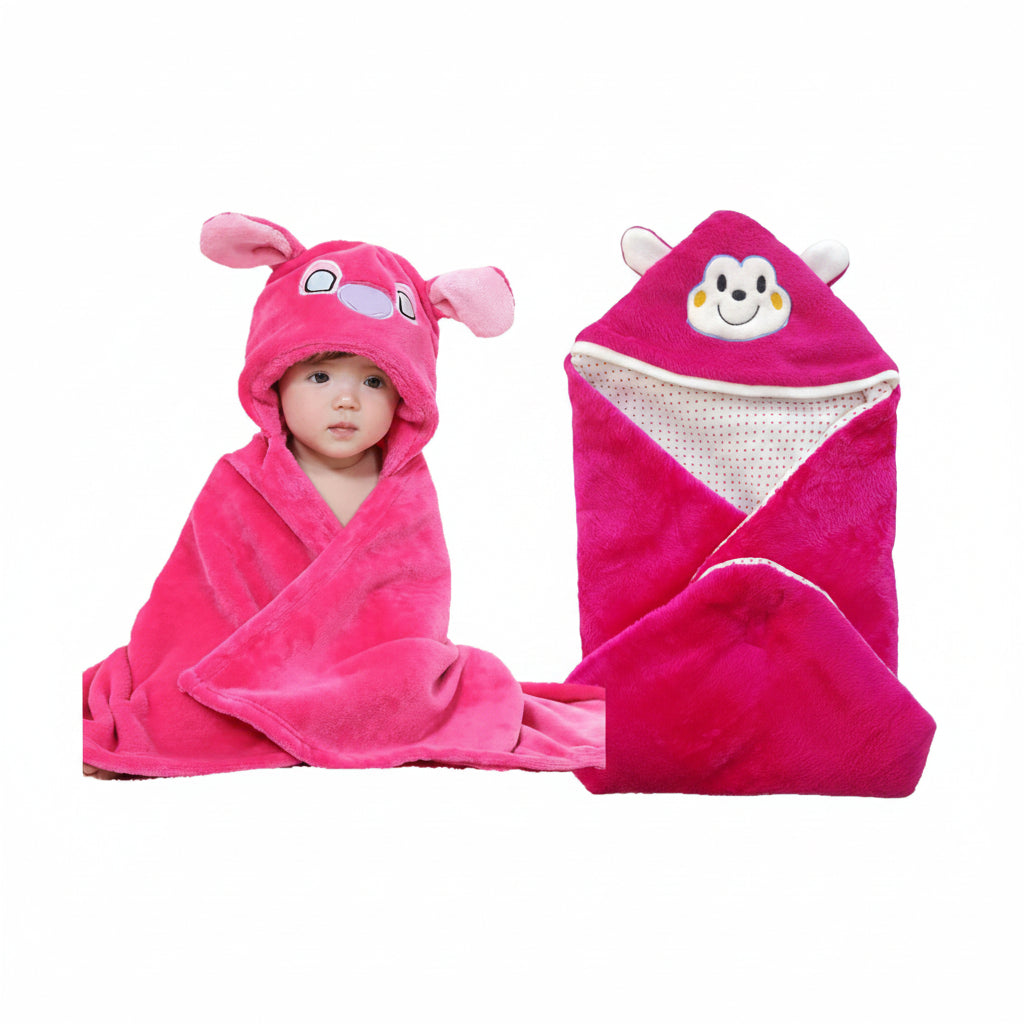 BRANDONN Newborn Furry Hooded Baby Blanket & Glacier Baby Wrapper Combo (Pack of 2)