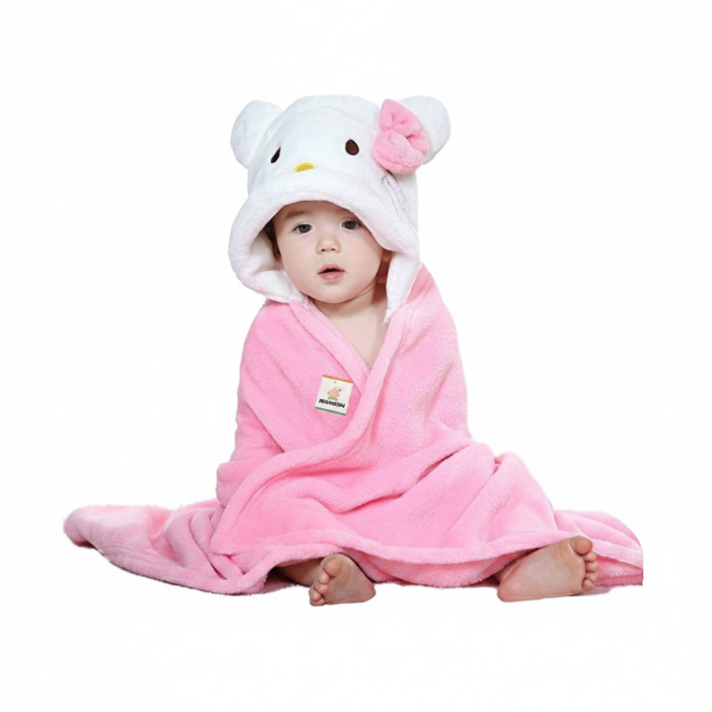 BRANDONN Newborn Furry Hooded Baby Blanket & Glacier Baby Wrapper Combo (Pack of 2)