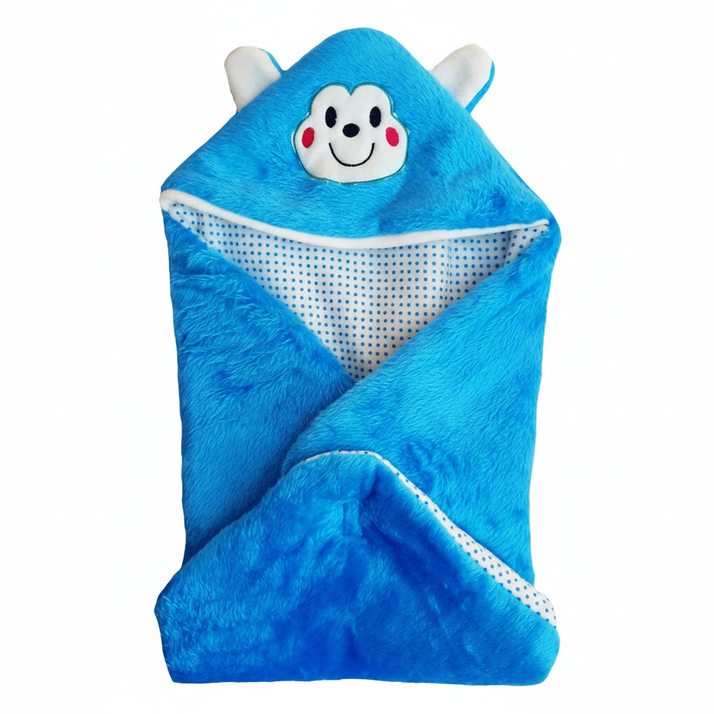 BRANDONN Newborn Furry Hooded Baby Blanket & Glacier Baby Wrapper Combo (Pack of 2)