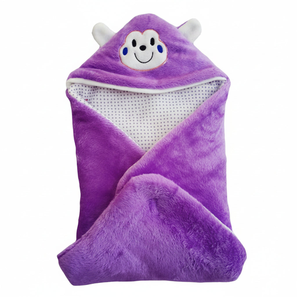 BRANDONN Newborn Furry Hooded Baby Blanket & Glacier Baby Wrapper Combo (Pack of 2)