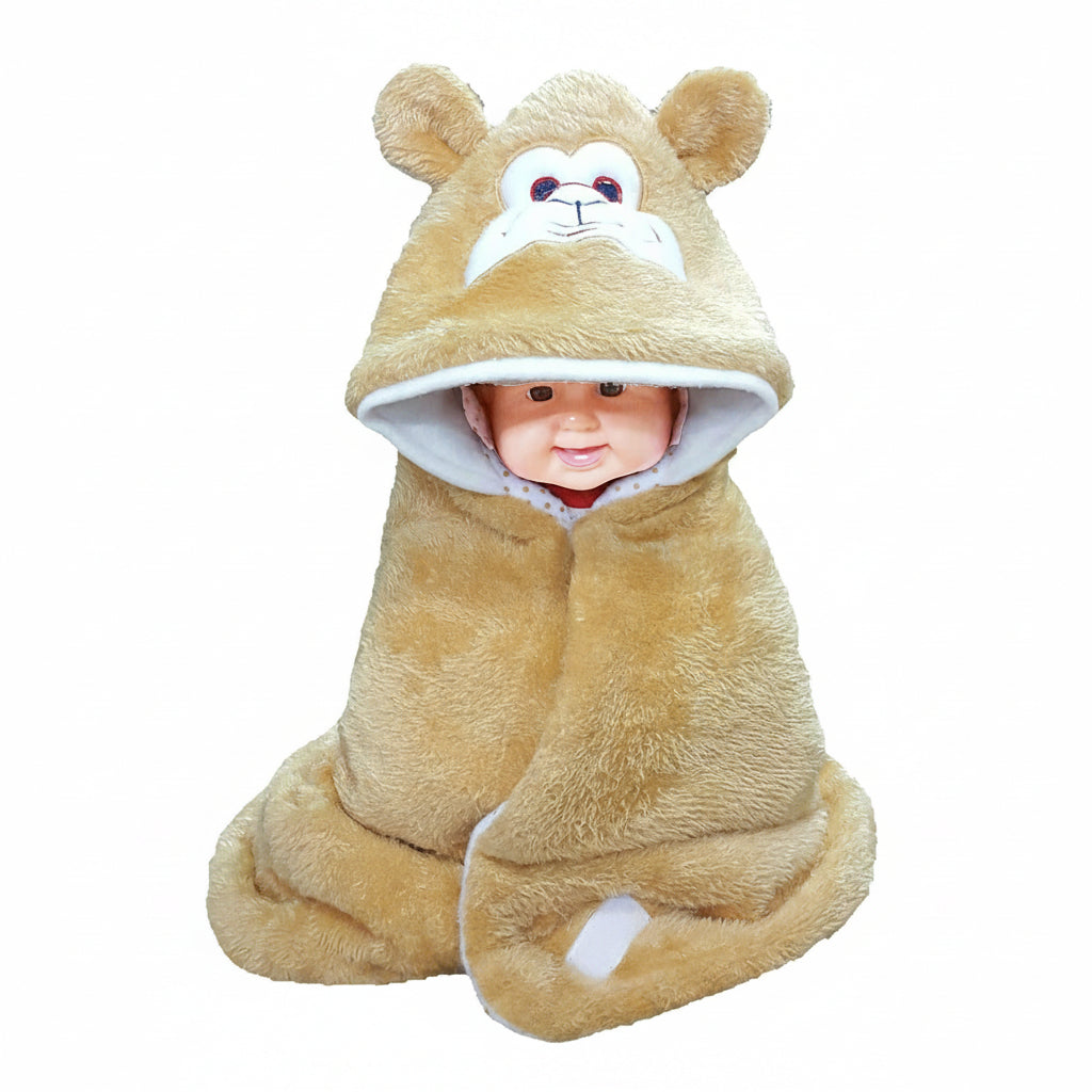 BRANDONN Newborn Furry Hooded Baby Blanket & Glacier Baby Wrapper Combo (Pack of 2)