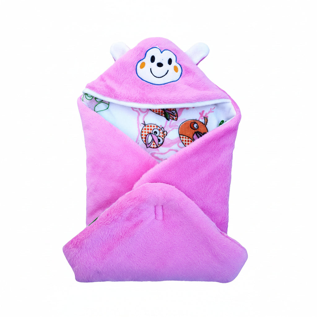 BRANDONN Newborn Furry Hooded Baby Blanket & Glacier Baby Wrapper Combo (Pack of 2)