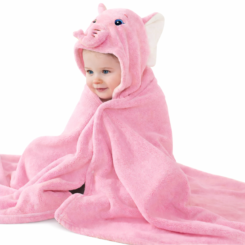 BRANDONN Baby Hooded Blanket & Bath Towel – Elephant | 0–12 Months