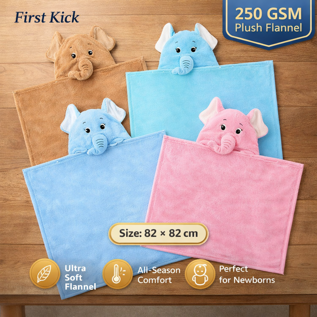 BRANDONN Hooded Baby Blanket & Bath Towel –  0-12 Months (75×75 cm)