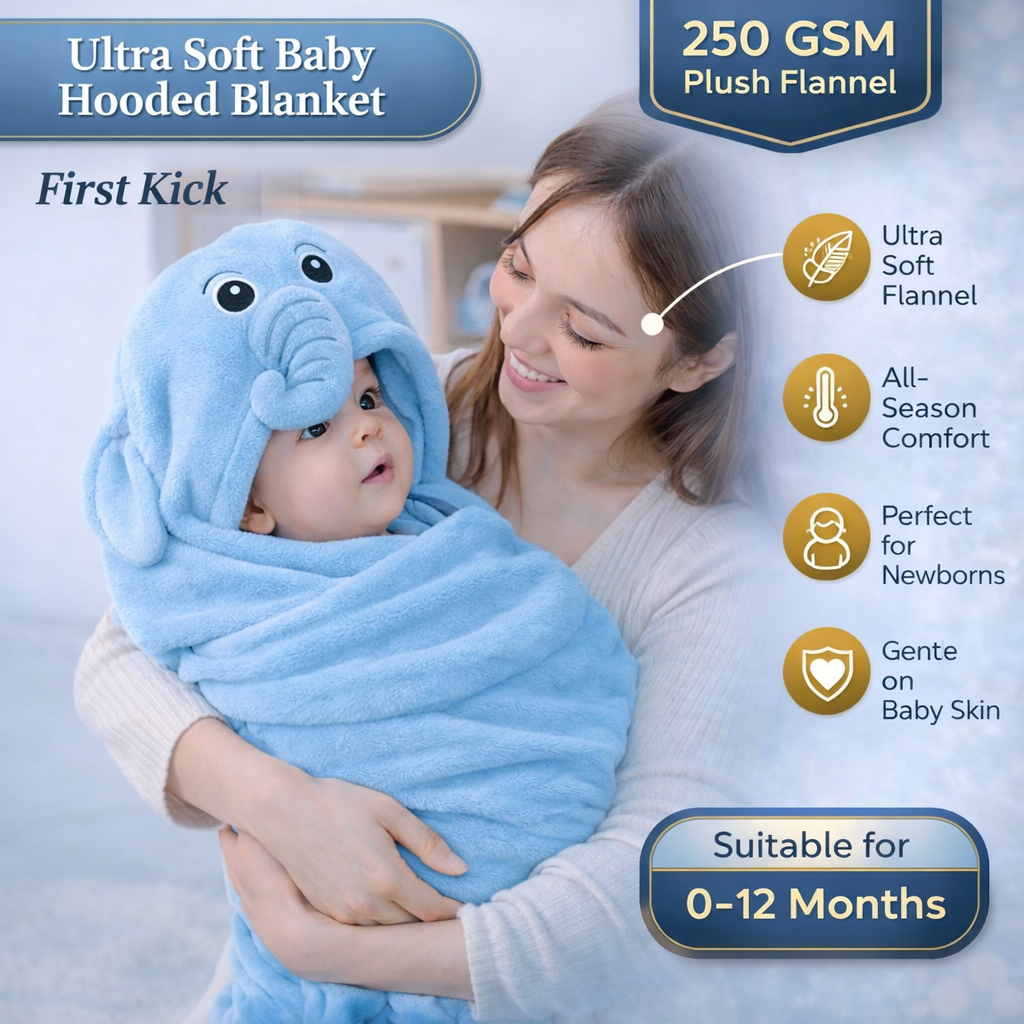 BRANDONN Hooded Baby Blanket & Bath Towel –  0-12 Months (75×75 cm)