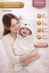 BRANDONN Baby Hooded Blanket Wrapper & Bath Towel, Grey Elephant, 0–12 Months, 75x75 cm