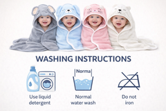 BRANDONN Baby Hooded Blanket Wrapper & Bath Towel, Grey Elephant, 0–12 Months, 75x75 cm