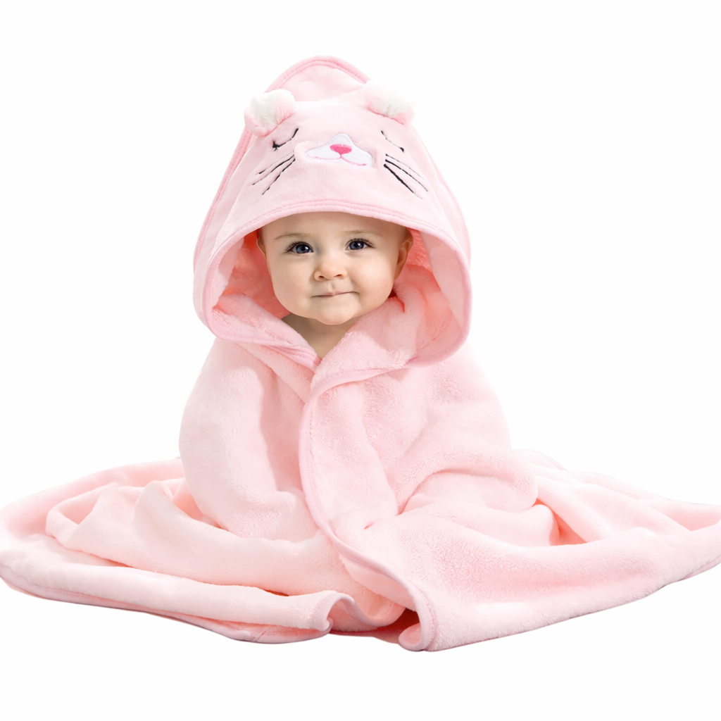BRANDONN Hooded Baby Blanket & Bath Towel –  0-12 Months (75×75 cm)