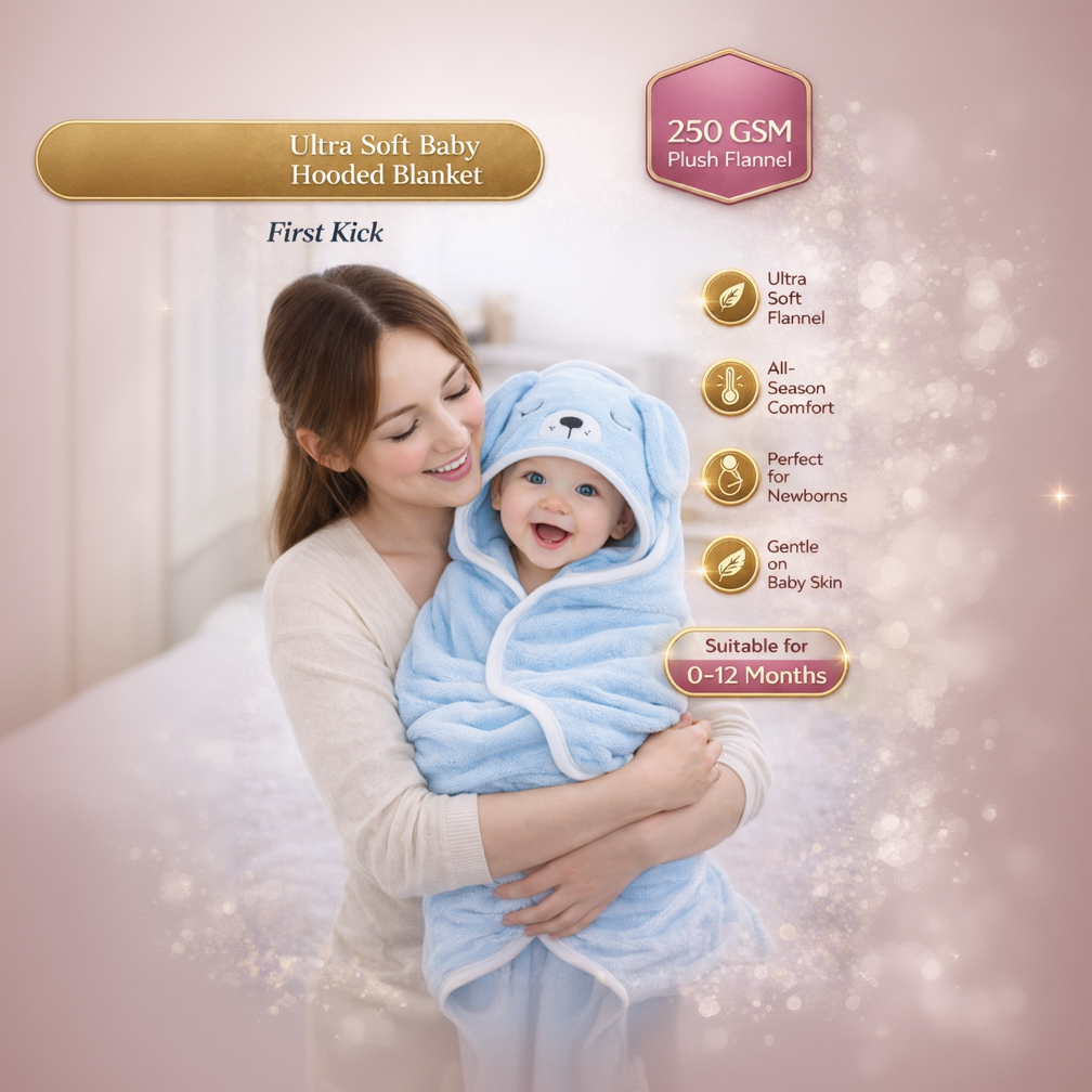 BRANDONN Hooded Baby Blanket & Bath Towel –  0-12 Months (75×75 cm)