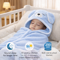 BRANDONN Baby Hooded Blanket & Bath Towel – Cream Dog, 0–12 Months, 75x75 cm