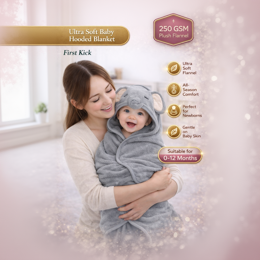 BRANDONN Hooded Baby Blanket & Bath Towel –  0-12 Months (75×75 cm)