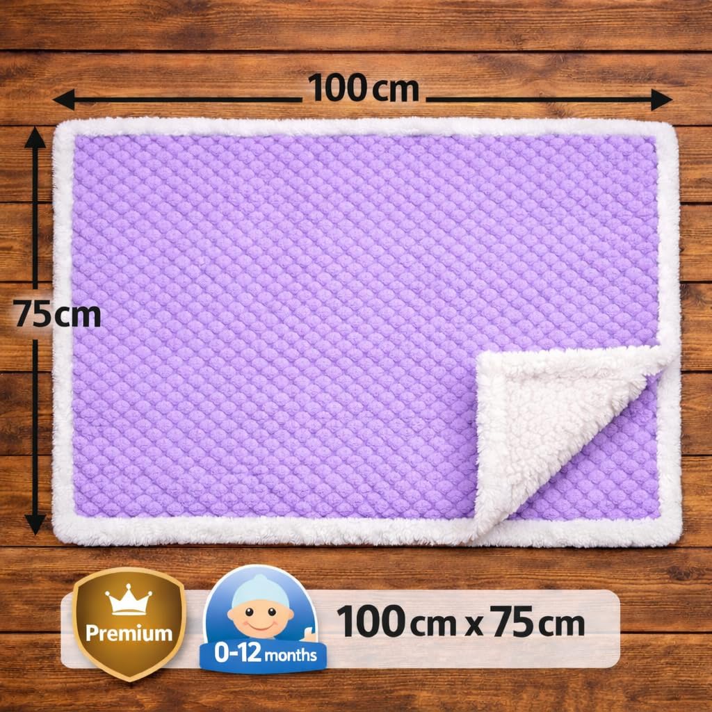 BRANDONN Luxury Flannel & Sherpa Baby Blanket Wrap (0–12 Months)