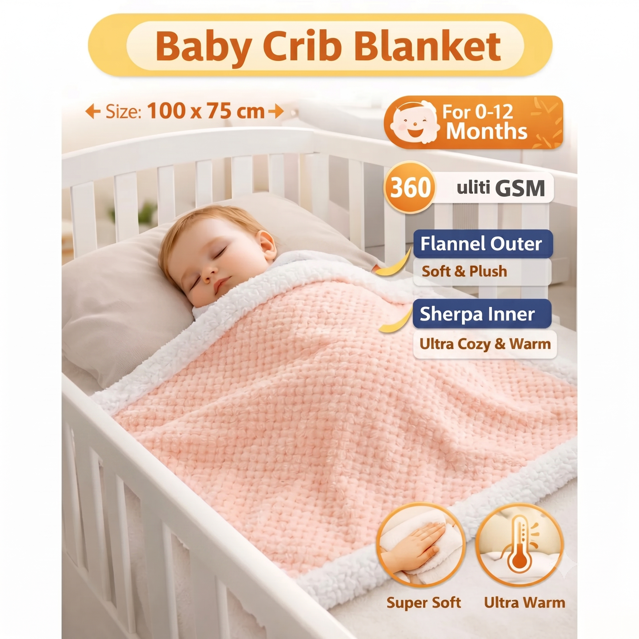 BRANDONN Newborn Baby Swaddle Blanket Gift Pack – Zigzag Design, 0–12 Months, 1 Pc