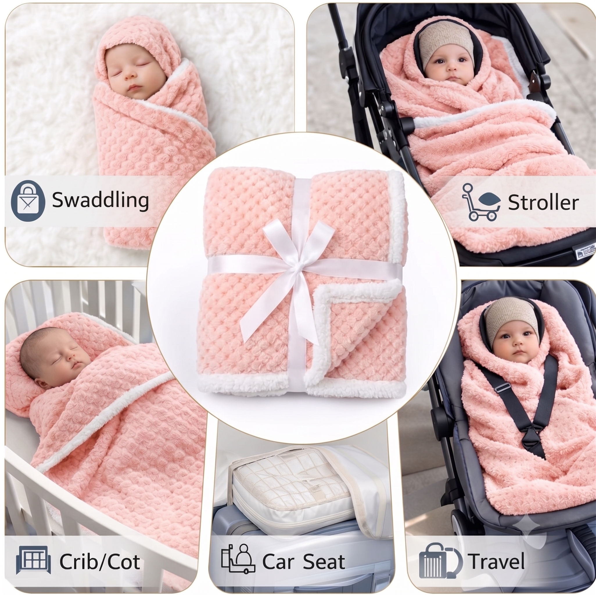 BRANDONN Newborn Baby Swaddle Blanket Gift Pack – Zigzag Design, 0–12 Months, 1 Pc
