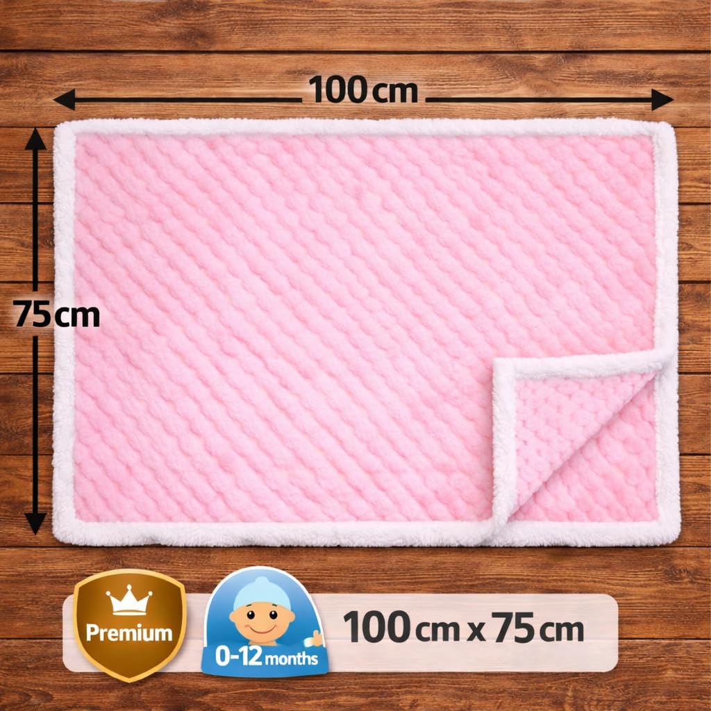 BRANDONN Luxury Flannel & Sherpa Baby Blanket Wrap (0–12 Months)
