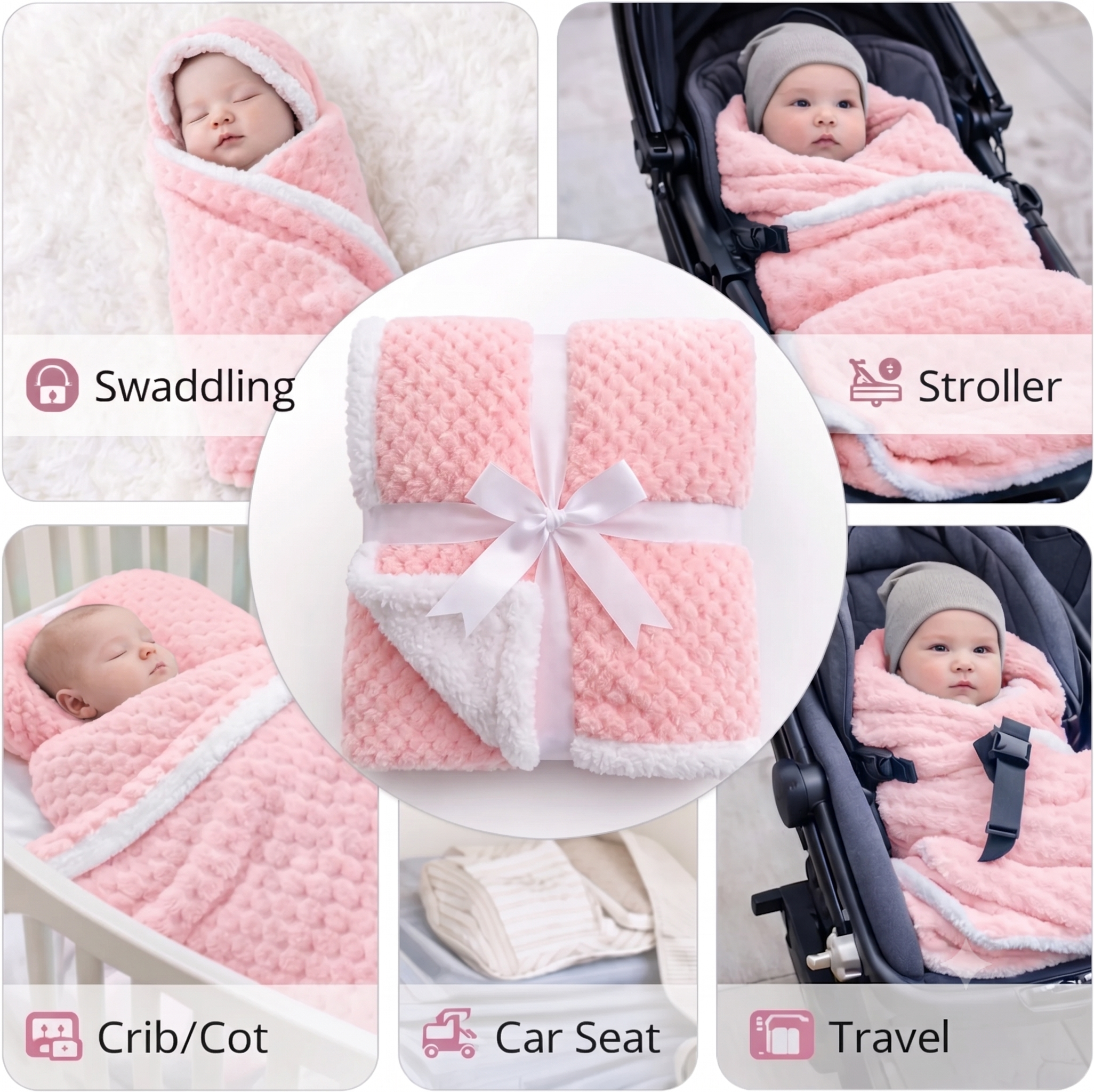 BRANDONN Newborn Baby Swaddle Blanket Gift Pack – Zigzag Design, 0–12 Months, 1 Pc