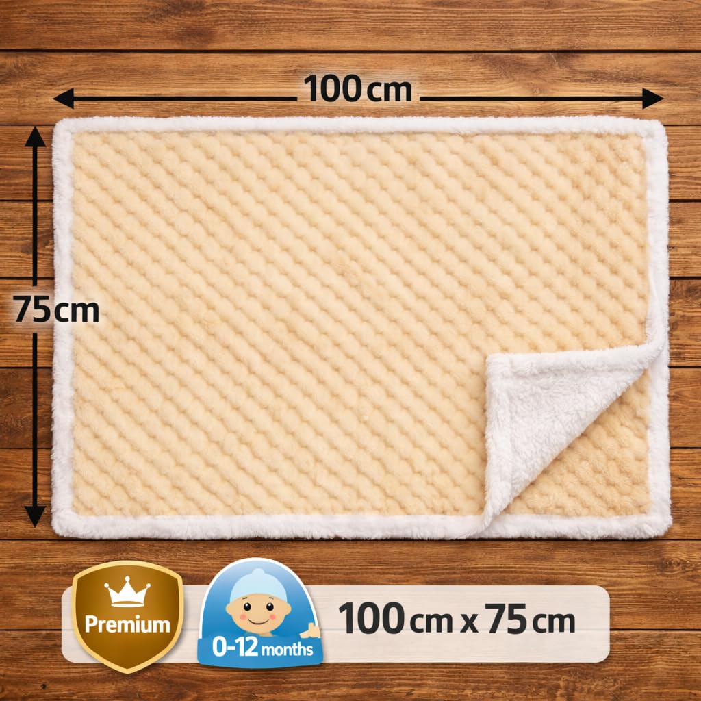 BRANDONN Luxury Flannel & Sherpa Baby Blanket Wrap (0–12 Months)