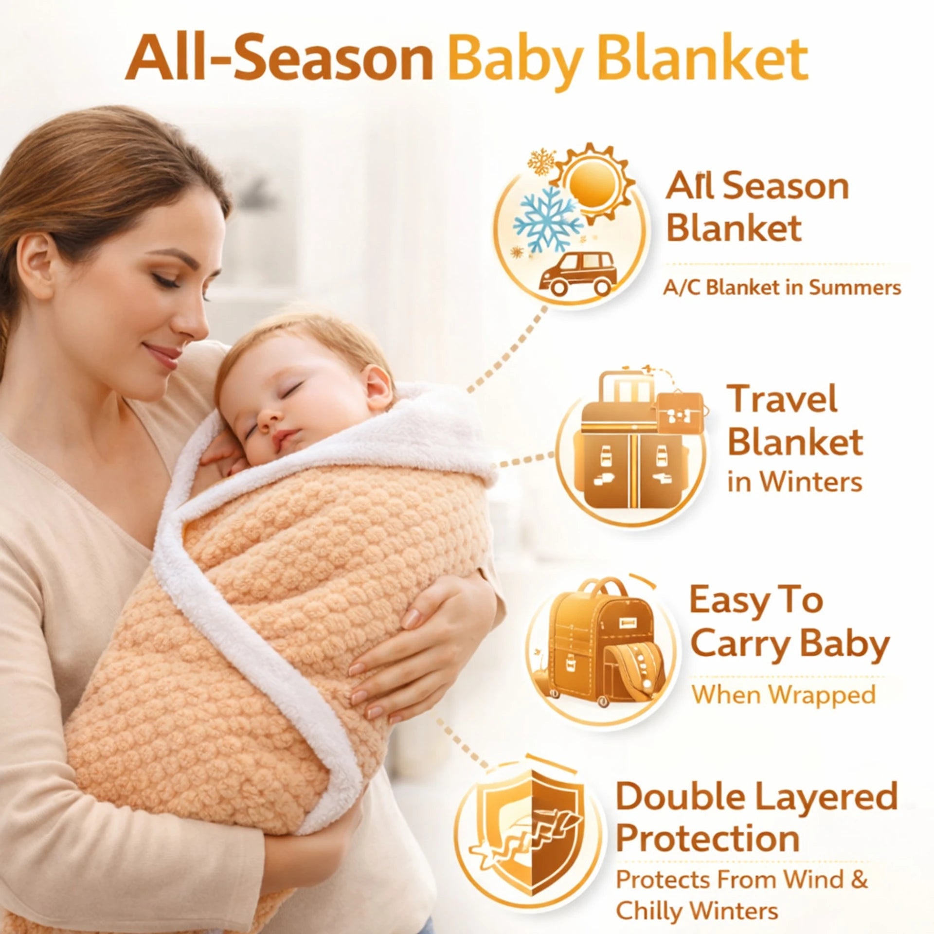 BRANDONN Newborn Baby Swaddle Blanket Gift Pack – Zigzag Design, 0–12 Months, 1 Pc