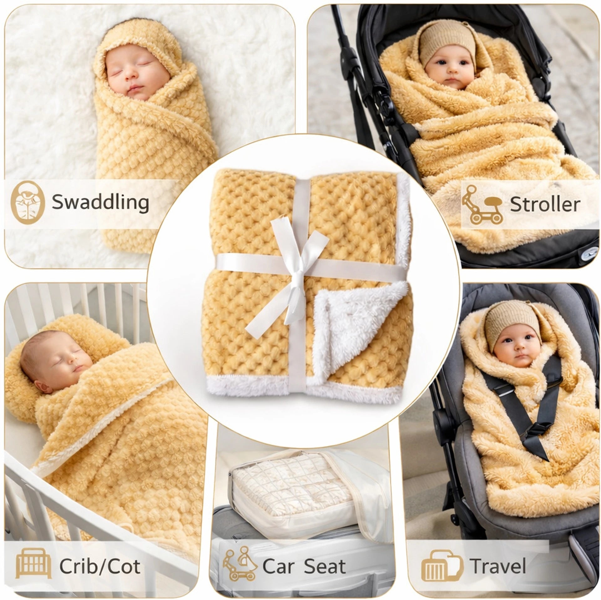 BRANDONN Newborn Baby Swaddle Blanket Gift Pack – Zigzag Design, 0–12 Months, 1 Pc