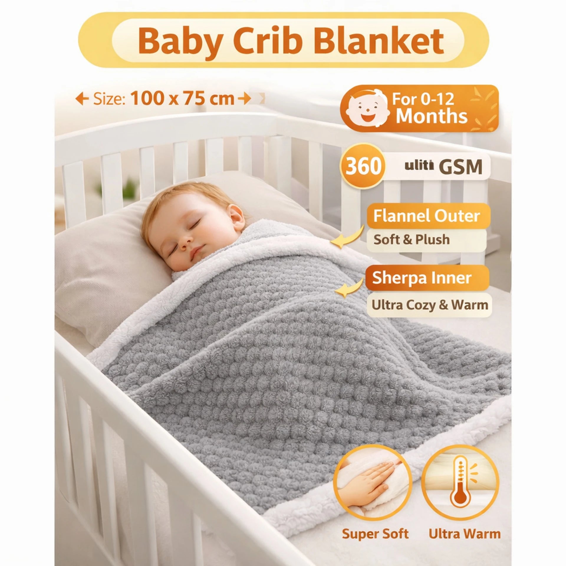 BRANDONN Newborn Baby Swaddle Blanket Gift Pack – Zigzag Design, 0–12 Months, 1 Pc