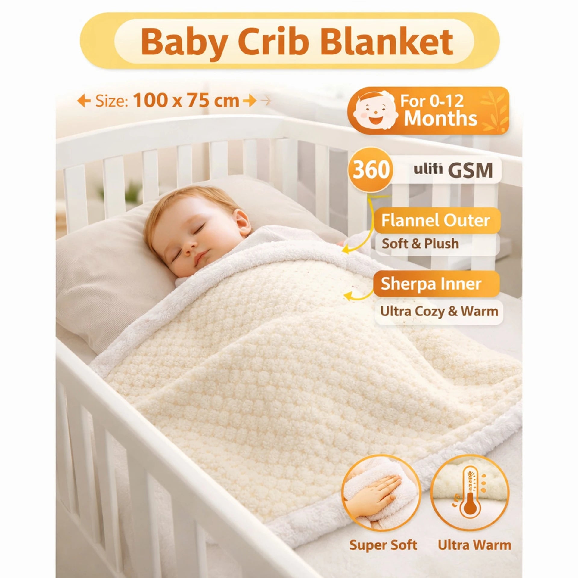 BRANDONN Newborn Baby Swaddle Blanket Gift Pack – Zigzag Design, 0–12 Months, 1 Pc