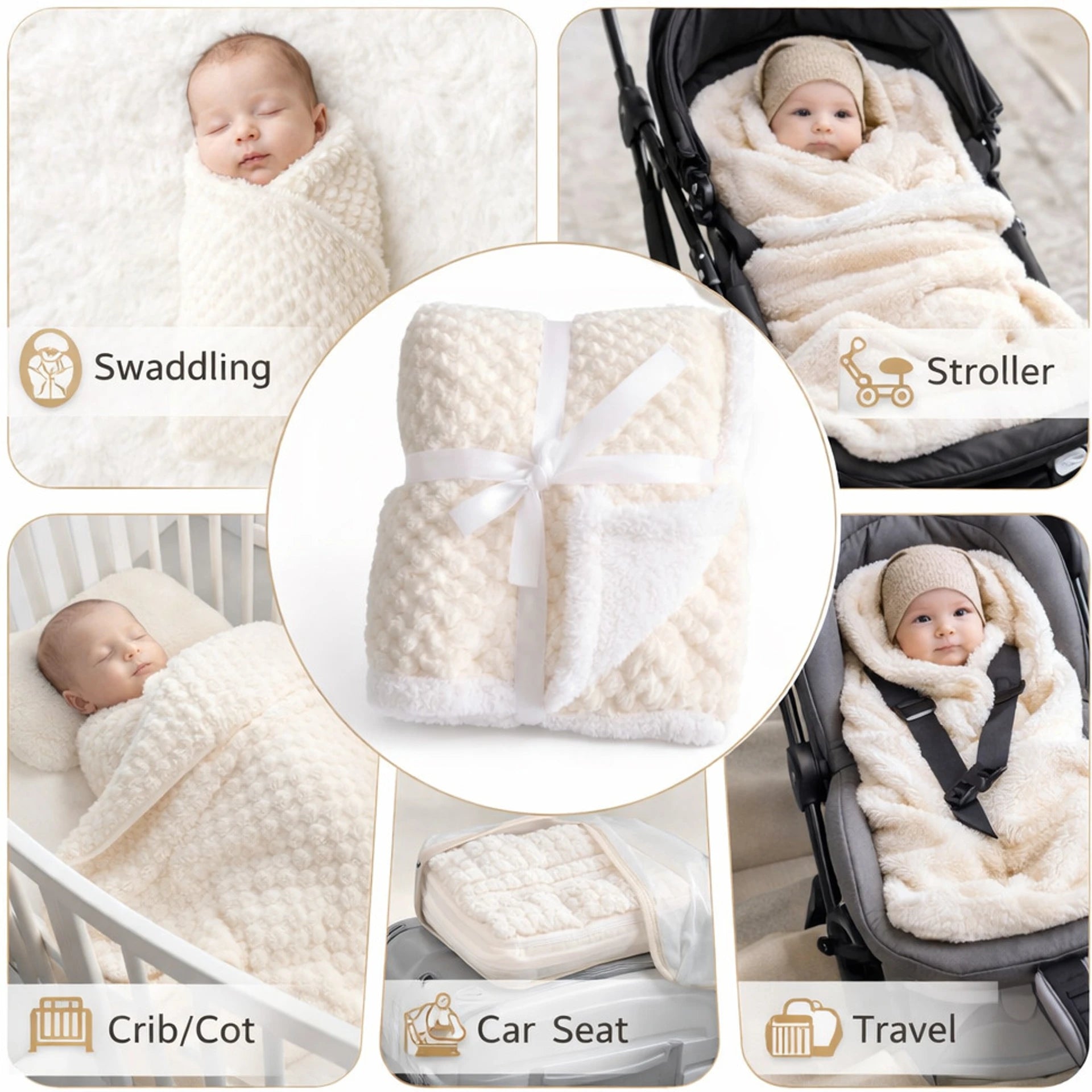 BRANDONN Newborn Baby Swaddle Blanket Gift Pack – Zigzag Design, 0–12 Months, 1 Pc