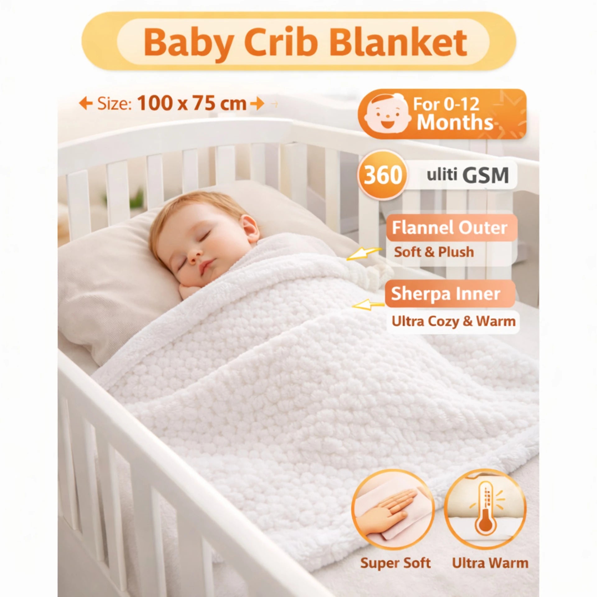 BRANDONN Newborn Baby Swaddle Blanket Gift Pack – Zigzag Design, 0–12 Months, 1 Pc