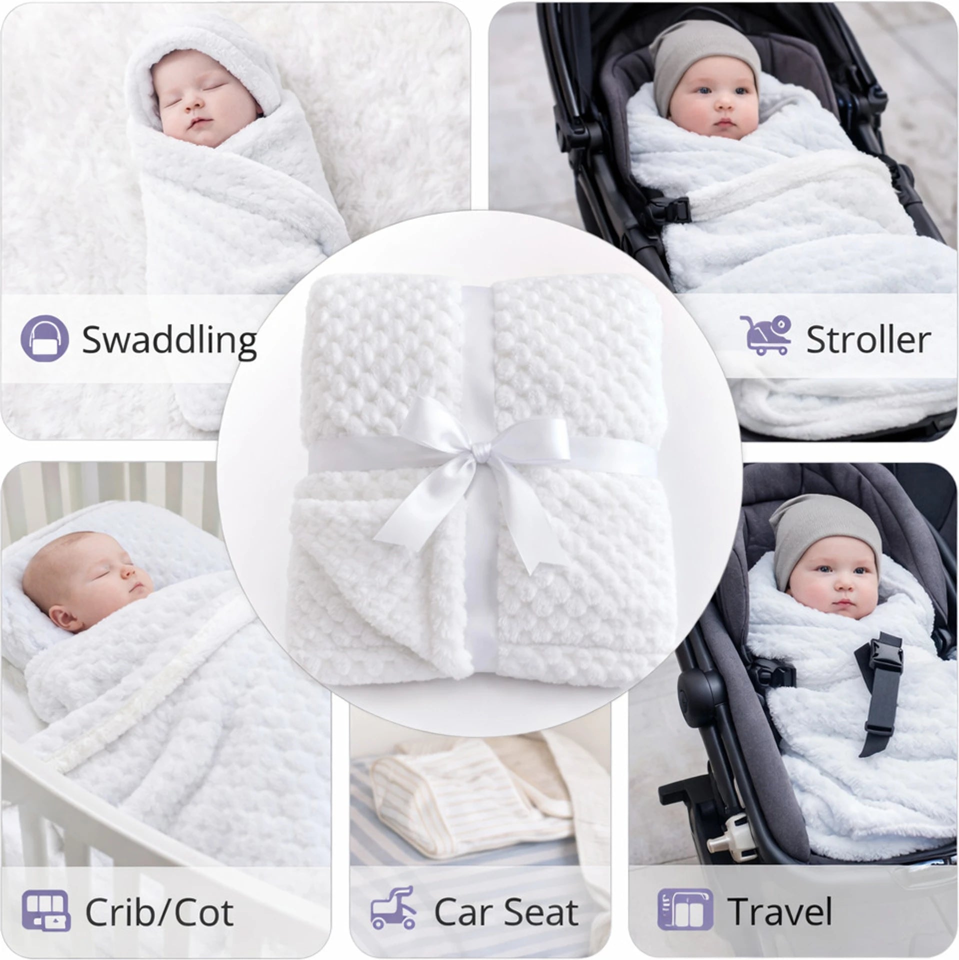 BRANDONN Newborn Baby Swaddle Blanket Gift Pack – Zigzag Design, 0–12 Months, 1 Pc
