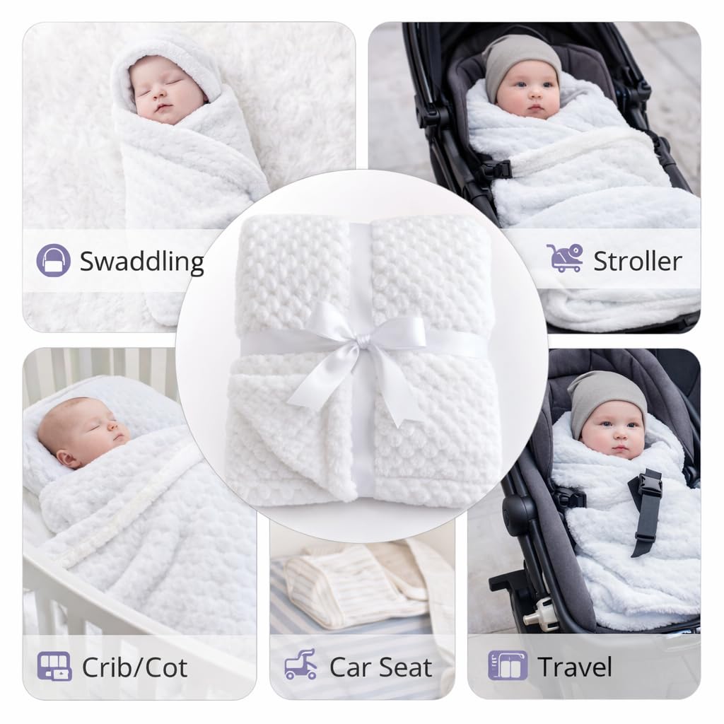 BRANDONN Luxury Flannel & Sherpa Baby Blanket Wrap (0–12 Months)