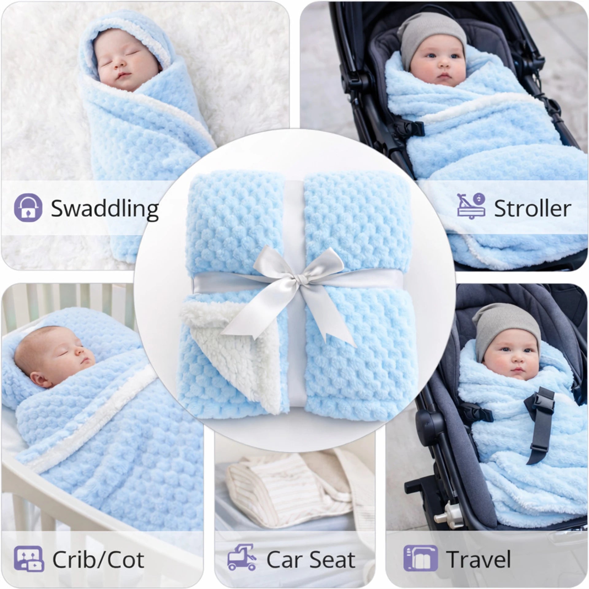 BRANDONN Newborn Baby Swaddle Blanket Gift Pack – Zigzag Design, 0–12 Months, 1 Pc