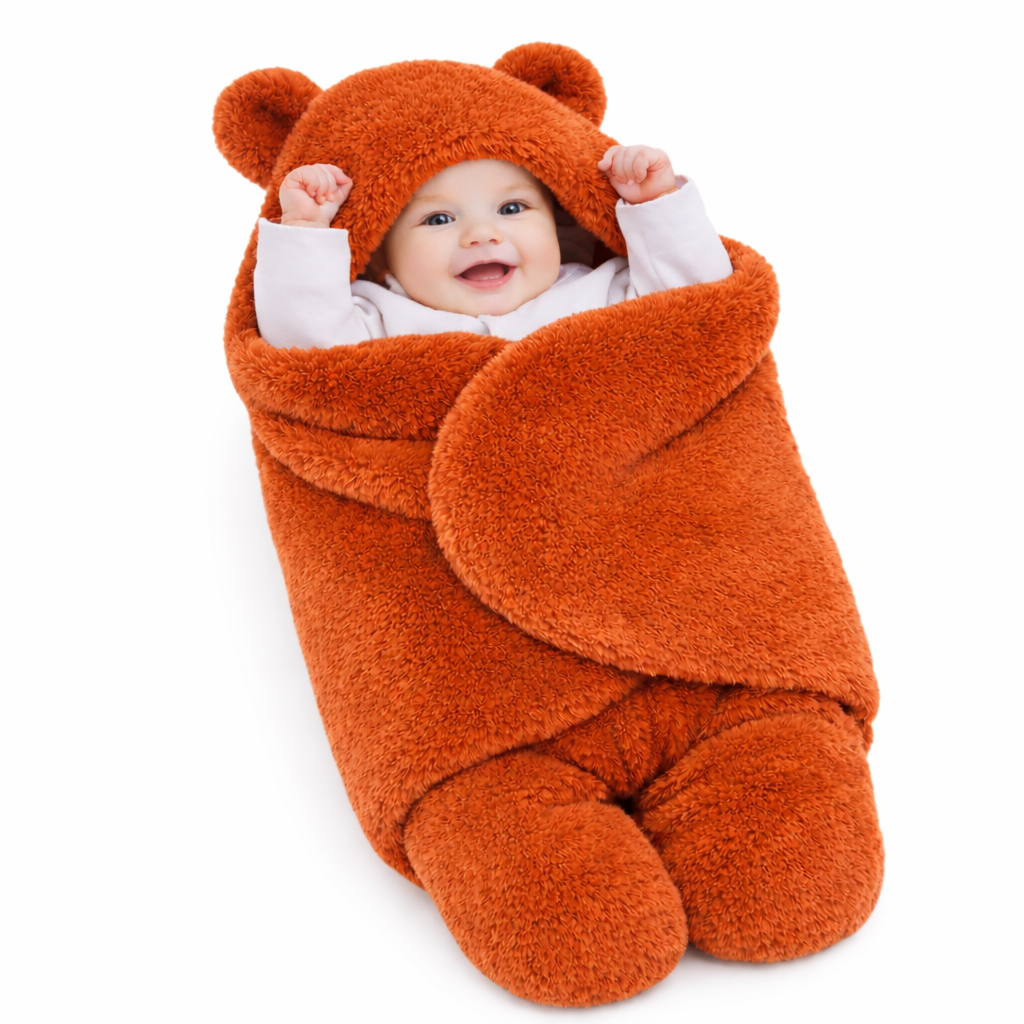 BRANDONN Newborn Baby Hooded Swaddle Blanket | Soft Wearable Baby Wrapper for 0–9 Months | Pack of 1