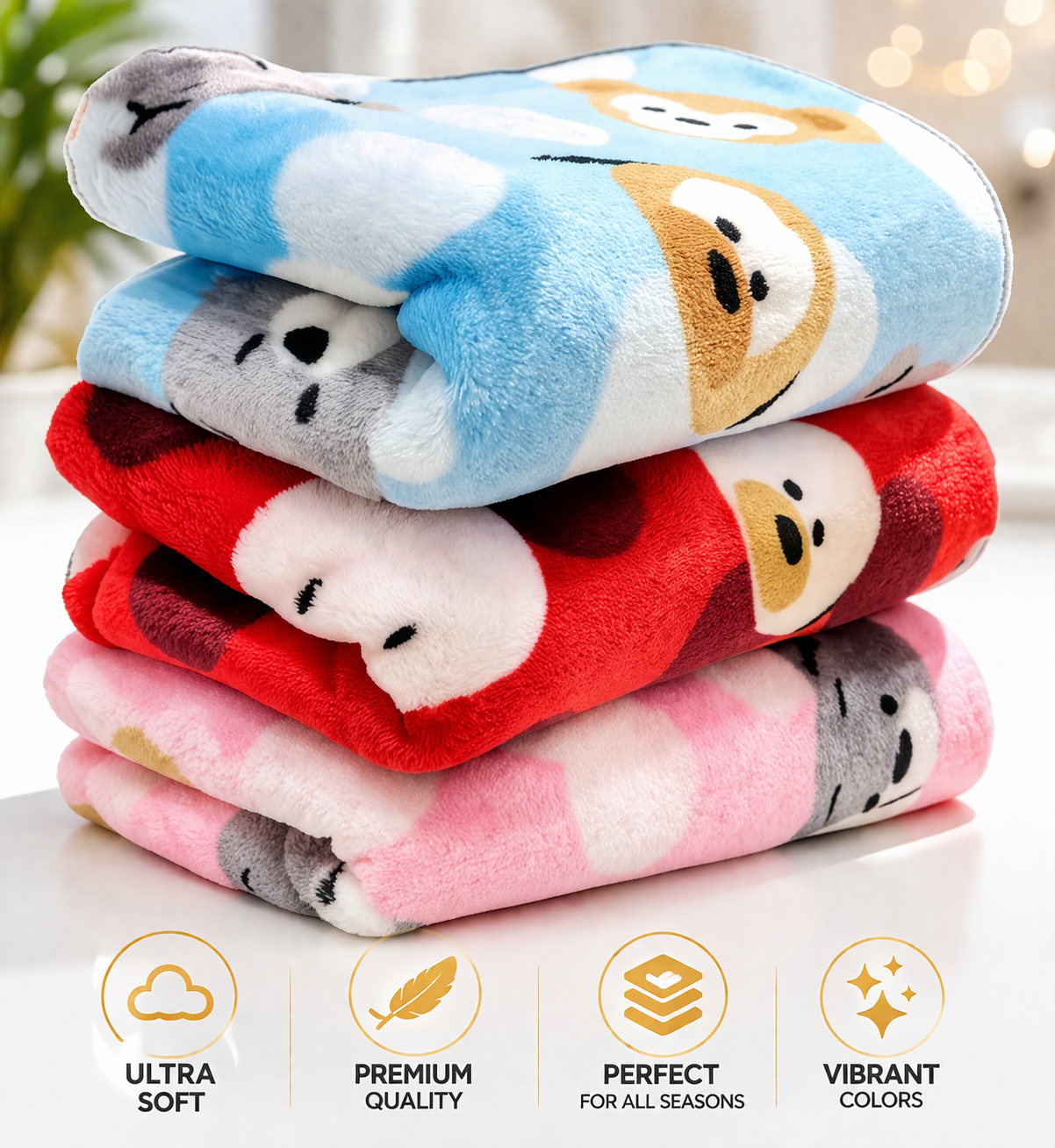 Brandonn Baby Blanket Gift Set (Pack of 3) – Puppy Print Swaddle (0–12 Months)